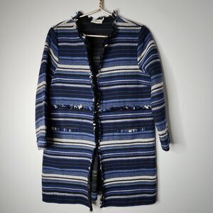 Vineyard Vines Women's Striped Woven Cotton Jacket Deep Bay Blue Medium